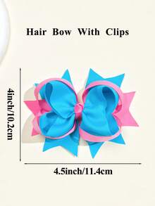 2Pcs 5 Inch Girl Hair Bow Fashionable Teenagers Hair Bows With Clips For Festivals Party - Multicolor - View 4
