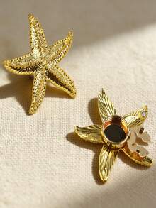 1件时尚轻奢海星袖扣，女士胸针纽扣套，时尚高端服装别针束带夹，创意海洋生物领带夹，女士配饰，女士派对轻奢气质服装袖口套，适合日常佩戴，朋友礼物，爱人礼物，家庭礼物 - 海星 - 查看 4
