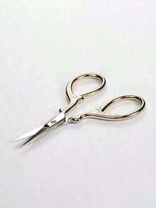 Floral Print Eyebrow Scissors,Makeup,Cheap,Room Decor,Vanity,Travel,Bedroom,Makeup Accessories - Gold - 查看 3