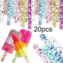 10/20pcs Reusable Acrylic Colored/Transparent Ice Pop Sticks, Reusable Ice Cream/Popsicle Mold Sticks, Suitable For DIY Ice Pops, Cakes, Candies, Crafts, Summer Cooling Tools, Home, Outdoor, Store, School, Restaurant, Kitchen Accessories - Multicolor - View 10