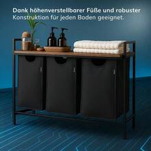Roxlin Wäschekorb mit 3 Fächern – Wäschesammler mit Deckel & Ablage – Wäsche Sortierer aus Metall – Schmutzwäsche Organizer für Bad, Schlafzimmer, Waschküche - Schwarz - Übersicht 7