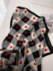 1pc Lightweight Heart Pattern Scarf/Shawl Spring & Summer, Versatile  Winter Fall Valentine's Day 39ST - 彩色 - 查看 4