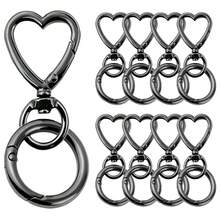 8pcs Heart Shaped Keychain Hooks, Metal Heart Rotating Spring Clip Keychain Hooks For DIY Creative Keychains, Cute Keychain Clips For Wristlet, Card Holders And Photo Keychains - Heart-shaped Buckle + Spring Ring - View 14