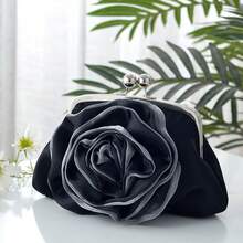 Flower Shaped Fashionable Clutch Bag - Black - View 6