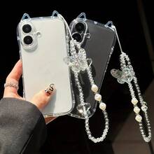 Mặt dây chuyền hình mèo 3D trong suốt với thiết kế mặt và tai, tương thích với iPhone 17 Air/17/17 Pro/17 Pro Max, 16/15/12/13/14 Pro Max, 12 Pro/12 Pro Max/13 Pro/13 Pro Max/14 Pro/14 Pro Max, được làm từ chất liệu silicon mềm, chống nước, chống sốc và chống trầy xước. - Trong sáng - Xem 1