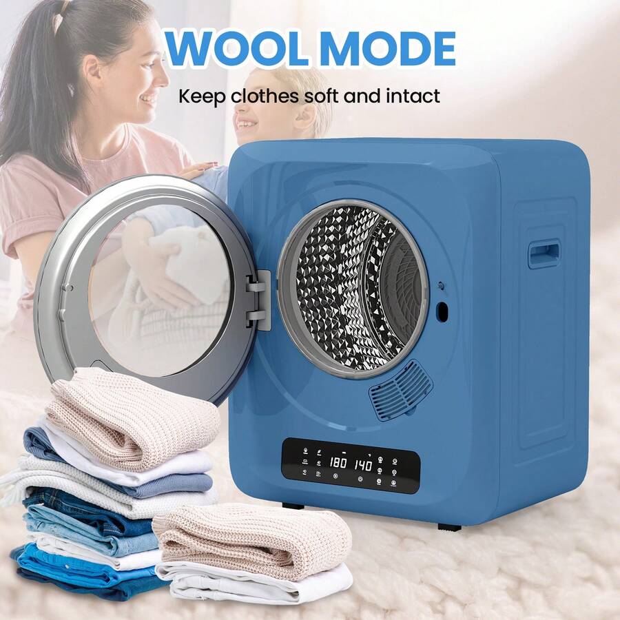 Robsivo Portable Clothes Dryer, 120V 850W Electric Compact Laundry Dryer With 6 Drying Modes, LED Touch Panel, Stainless Steel Tub For Apartments, Home, Dorms, RVs (Blue) - US B Type Plug(110-127V) - View 1