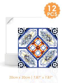 1/12/24 PCS Glossy Self-Adhesive Tile Wall Stickers - 20cm X 20cm, Waterproof, Easy To Install, For Kitchens, Bathrooms, RVs, Bedrooms, Etc., Vintage Wall Decor, Home DIY Decoration, Multiple Styles - Multicolor - View 11