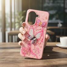 Funda Para Xiaomi Redmi A5 | Poco C71 Protector De Uso Rudo De 3 Piezas Mujer Brillos + Mica - Rosa Mariposa - Ver 7