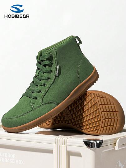 HOBIBEAR Men's High-Top Lace-Up Wide Toe Casual Sneakers, All-Season Non-Slip Durable Lightweight Fashion Shoes Suitable For Gym, Outdoor Walking, Commuting