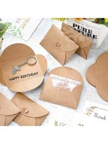 Fiesta Boda Invitació Regal Papel Kraft Postal Sobre Etiquet Papel Kraft - Marrón - Ver 6