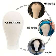 22 Inch Canvas Wig Head Stand, Wig Stand Tripod With Head, Mannequin Head For Wigs, Manikin Canvas Block Head Set Making Display - White - View 4