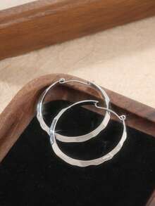 1 Pair Fashionable Round Hoop Earrings, Party Jewelry And Casual Accessories - Silver - View 2