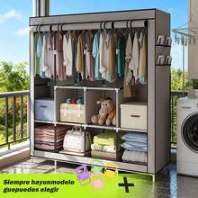 LÈRFM Wardrobe Minimalist Design Portable Fabric Wardrobe Storage - Grey - View 1