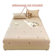 1pc Thickened Brushed Bedsheet, Solid Color Anti-Slip Single Bed Cover, Printed Mattress Protector (Pillow Case Not Included) - Garg Puppy - View 4