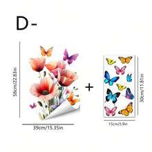 1/5 Sets Spring Vibrant Tulip & Butterfly Window Stickers, Reusable PVC Double-Sided Static Cling Window Decor Stickers, Suitable For Bedroom, Living Room, Study And Office Decor, Also Prevent Collision And Bird Strike - Multicolor - View 12