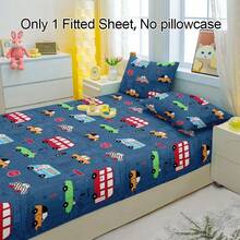 1pc City Traffic Pattern Breathable Fitted Fitted Sheet, Soft & Comfortable Mattress Cover For Bedroom, Guest Room And Dorm, Mattress Protector, Bedding (Pillow Case Not Included) - Multicolor - View 4