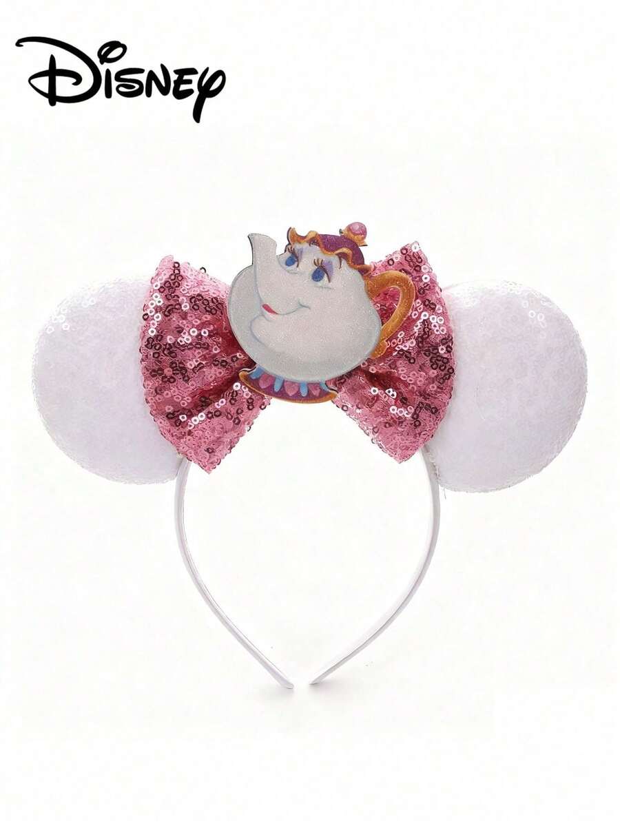 Disney 1件迪士尼系列闪亮蝴蝶结发饰，米妮老鼠耳朵发箍，可爱公主头饰，大象造型，女士发箍 - 彩色 - 查看 1