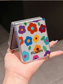 1pc Fashionable Minimalist Foldable Phone Case With Cute Floral Elements, PC Material, Protective Anti-Drop, Compatible With Samsung Galaxy Z Flip 3/Z Flip 4/Z Flip 5/Z Flip 6/Z, Find N3 Flip, Razr 50 Ultra/Razr 60 Ultra/Razr 60/Rolla Razr 50, MIX Flip, Galaxy Z Flip7 FE - Clear - View 13