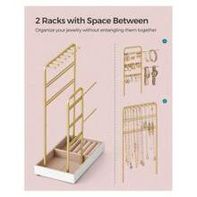 1 PC Valentine's Day Jewelry Box For Family Jewelry Stand Holder Organizer, Jewelry Display Stand Tower Rack With Velvet Ring Tray, Rotating Earring Display Hanging, Bracelet Necklace Holder, Jewelry Display Stand, Necklace Display Stand , Makeup Room Decor,Room Decor - White - View 3