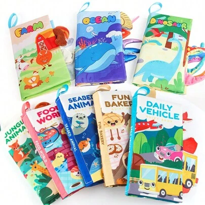 Baby Toy Book For Toddler, Animal Tail Cloth Book With Sound Paper, Sensory Book Learning Toys For 1+ Year Old, Soft Book Toys, Toddler Fabic Book Gift For Babies Boy Girl