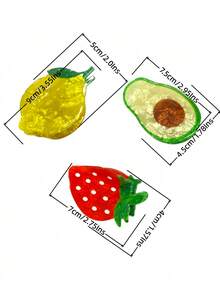 1个草莓、柠檬、牛油果造型水果发夹，休闲可爱优雅亚克力鲨鱼爪发夹，7-9厘米水果发爪，个性化水果发夹，流行简约奢华甜美水果系列亚克力手工发爪，优雅爪夹，女士发饰，时尚发夹 - 彩色 - 查看 3