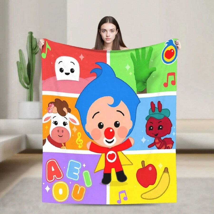 Cute Cartoon P-Plim Blanket Kids Adults  Flannel Throw Blanket For Living Room Warm Custom Quality Bedspread Gift(6).Jpg - White - View 1