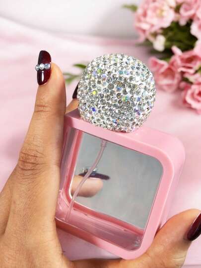 1个40毫升可重复灌装的奢华水钻装饰香水喷雾瓶，透明可视化妆旅行喷雾瓶，优雅礼品