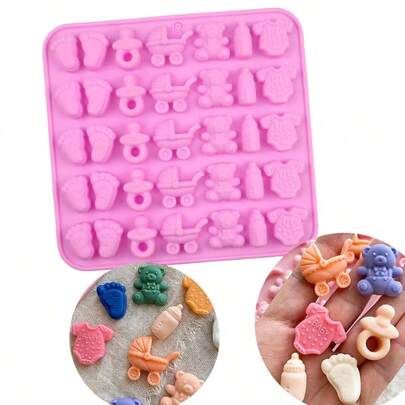 Baby Bathing Silicone Chocolate Mold, Ankle, Bottle, Nipple, Cake Decor, Cupcake Decor, Kitchen Baking Tool
