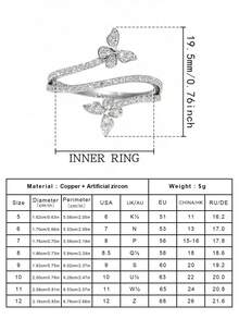 Gift Box Set Elegant Cubic Zirconia Butterfly Wrap Ring, Fashion Jewelry For Women's Wedding, Engagement, Party, Made Of Copper Material, Non-Fading And Hypoallergenic, Ideal Gift - Silver - View 5