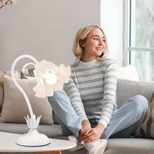(White)Branches Can Be Arbitrarily Twisted To Adjust The Shape Of Retro Lamp, Three Colors Can Be Adjusted, Sleep Lamp, Desk Lamp, Living Room Lamp, Wild Flower Lamp, Bedside Lamp, Bedroom Lamp, Home Decoration Lamp Valentine's Day Gifts - 白色-1pc - 查看 2
