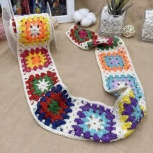 1yard Classic Hand-Crocheted Colorful Floral & Striped Lace Trim, Clothing & Accessory DIY Decoration, Embroidery, Water-Soluble Colored Striped Patterns, Exotic Style, Travel Photography, Lace Belt Matching, Crochet Embroidery, Suitable For Sewing And Handicraft DIY Decoration - Multicolor - View 13