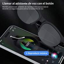 Gafas inteligentes Bluetooth con micrófono y altavoz integrados,  inalámbricas inteligentes unisex, adecuadas para deportes/uso al aire libre, admite control por voz, diseño unisex.Compatible con sistemas iOS y Android. - Negro - Ver 6