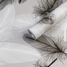 1 Rolle graues Federn Muster Selbstklebende Tapete, abnehmbare Kontaktfolie, geeignet für Küchenarbeitsplatten, Schrankerneuerung, Akzentwand im Wohnzimmer, Schreibtisch, Schlafzimmermöbel, DIY Dekorative Aufkleber - Hellgrau - Übersicht 10