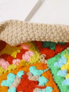 LEAJOURNO. 1pc Women's New Bohemian Style Knitted Crochet Beret Hat, Fashion Versatile Cute Artist Cap, Thick Warm Essential For Autumn/Winter - Khaki - View 6