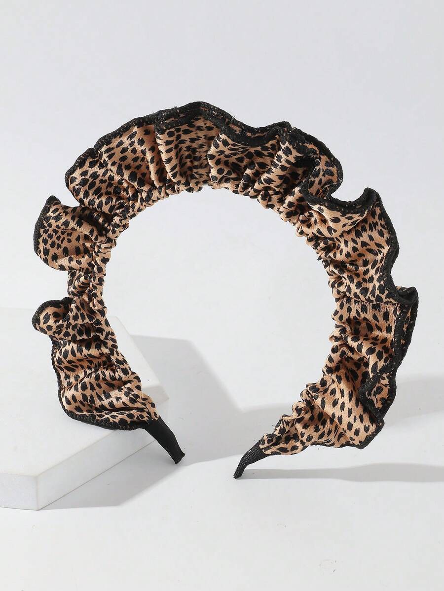 1pc Women's Fashion Leopard Print Headband With Ruffled Edges, Suitable For Daily, Festival, Party Occasions ,Hair Band ,Diadema ,Hair Hoop - Multicolor - View 1