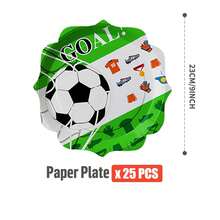 1 Set Of 25 Disposable Soccer Flower Shaped Plates, Napkins, Cups - One-Time Party Supplies Suitable For Birthday, Wedding, Theme Party, Family Picnic - Multicolor - View 13