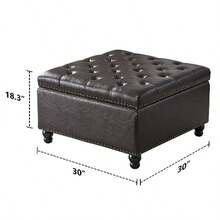 ASDF-Grehge quare Storage Ottoman Bench Ottoman Coffee Table Bench Oversized Coffee Table Ottoman Bench with Storage for Living Room - Marrn - Ver 2