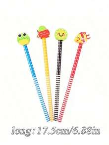 8pcs/15pcs/40pcs Cartoon Cute Pencils With Erasers, Creative Children Stationery Pencils, Elementary School Student Writing Pencils, Creative Gifts - Multicolor - View 6