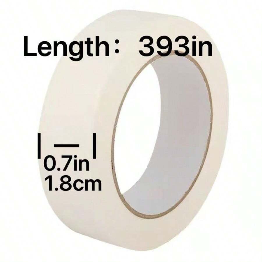 0.7 Inch X 393 Inch White Masking Tape, Paper Craft Supplies, Removable Wide Clear Adhesive Tape Suitable For Walls, Classrooms, Art Projects, DIY Painting Tools And Home Decor - 0.7 Inches X 393 Inches - View 1