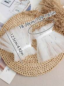 1 Pair Women's Sheer Mesh Socks With Blue & Silver Polka Dots, Layered Ruffles, Pearls & Rhinestones Decor, Elegant & Romantic For Daily, Date, Party, Street Style - Multicolor - View 5