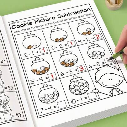 32 Pages Preschool & Kindergarten Math Workbook - Includes Colorful Illustrations, Arithmetic Exercises And Fun Activities, Suitable For Toddlers' Addition And Subtraction Practice, Preschool Math Workbook, Vivid And Interesting Illustrations
