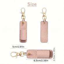 1pc Portable Keychain Pen Holder, Pen Clip PU Badge Pencil Case Pen Bag With Clip, Can Hold Badge, Pen Holder, Keychain Gifts For Women(With Hemming And Without Hemming Two Styles Are Shipped Randomly),Pencil Pouch,School Bag - Multicolor - View 3