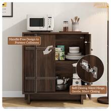 GIKPAL Sideboard Buffet Cabinet With Storage, 31" Mid Century Storage Cabinet With Lines Panel Doors, Adjustable Shelf For Kitchen Dining Room, Wood Accent Cabinet For Living Room, Walnut - 1個核桃 - 查看 8