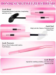 640 piezas Kit de extensión de pestañas DIY (30D+40D+50D) - Incluye pestañas postizas, pegamento, desmaquillante, pinzas, apto para profesionales y principiantes, fácil de usar en casa, set de extensión de pestañas todo en uno con pestañas, pegamento, desmaquillante y herramientas, aplica como un profesional en casa - Rosa - Ver 7