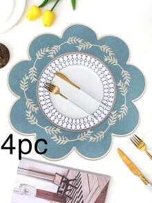 Bộ 1/2/4 tấm lót bàn bằng vải thêu, thích hợp trang trí bàn tiệc cưới, kiểu dáng tối giản thanh lịch phong cách Châu Âu, họa tiết sao và trăng. - Nhiều màu - Xem 18