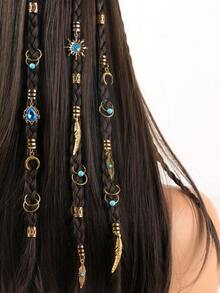 30个绿松石色脏辫发圈，时尚波西米亚音乐节派对发饰，爪夹，发夹，发卡 - 金色 - 查看 1