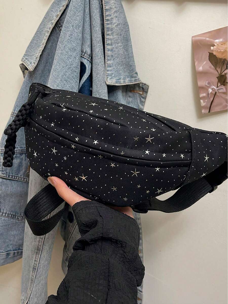 这款星形图案的腰包/胸包，采用麦穗拉链设计，简约时尚，容量大，拉链开合。适合日常使用、户外活动和骑行。配有可调节肩带，是节日送礼的理想之选。现有黑色、白色、粉色和红色可选。 - 彩色 - 查看 1