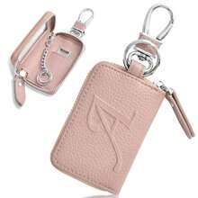 Personalized Leather Car Smart Key Case Remote Control Holder Key Chain Suitable For Men And Women Customizable Initial Name Gift Gifts For Women Mini Wallet - Pink - View 8