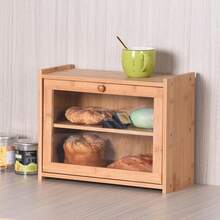 LIVINGANDHOME 2-Tier Countertop Bread Storage Box With Frontal Knob Transparent Display Window Moisture-Proof Kitchen Organiser - Natural 40cm W X 17cm D X 31cm H - View 4