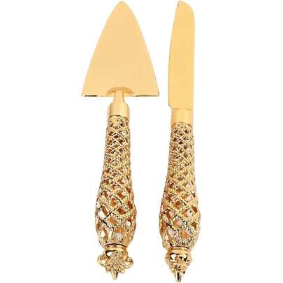 Juego de Cuchillos y Servidor para Tartas Dorado Vintage en Zinc, Pala para Pastel, Cuchillo de Pastel Boda - Regalo Elegante para Bodas, Cumpleaños y Fiestas,40811553